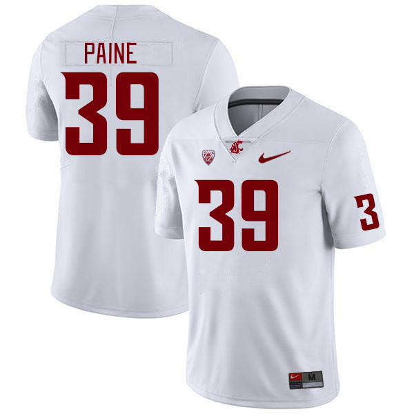 Washington State Cougars #39 Ashton Paine College Football Jerseys Stitched Sale-White